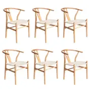 Oikiture 6x Dining Chair Wooden Hans Wegner Chair Wishbone Cafe Lounge Seat
