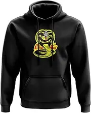 [WillowGifts] Cobra Kai Hoodie - Fighting Karate TV Show 80's Film Gift Present Birthday Christmas Twin Needle Stitch Detailing 80% Ringspun Cotton 20% Polyester Kangaroo Pouch Pocket