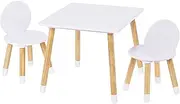 UTEX Kids Table with 2 Chairs Set, 3-Piece Wooden Toddler Table and Chair Set for Boys & Girls, White