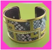 BRIGHTON CHRISTO NILE GOLD Wide BLUE PYTHON Purple CUFF Bangle Nwtag $98 60%