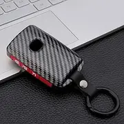ontto for Mazda 3 Alexa Car Key Cover Keyring for Mazda 3 CX-30 CX-5 CX-9 Mazda 3 Sedan 2019 2020 Key fob 3 Buttons Accessories Remote Key Shell Keychain Key Holder Smart Key Protector-Carbon Red A