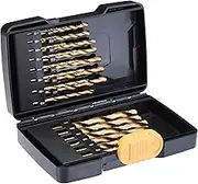 Amazon Basics High Speed Steel Drill Bit Set - Titanium Finish, 21-Piece