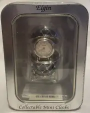 Elgin Mini Enamel Egg Collectable Clock Silver Tone Never Used Rare