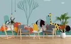 3D Cartoon Animal Wallpaper Wall Mural Removable Self-adhesive 108