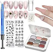 Gel Nail Polish Set - Manicure Kit | Pat Painting Gels Sets | Pats Art Gradient Manicures with Sponges and Metal Grabber for Salon Creative Nails Designs women girls beginners adults or travel use