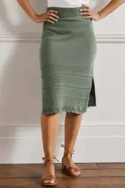 Boden Midi Skirt Crocheted Knitted in Green Alder: 100% Cotton RRP £90