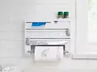 6 IN 1 Kitchen Cling Wrap Foil Dispenser Paper Roller Towel Holder wall mounted