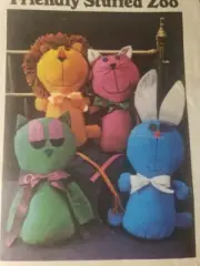 Vintage Butterick #4573 Friendly Stuffed Animal Zoo~ Lion/Cat/Rabbit/Owl~ UC