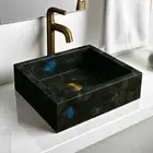 15" Square Labradorite Gemstone Sink – Luxury Crystal Hand Wash Basin for Decor