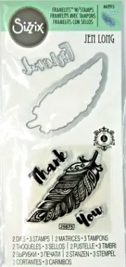 Decorative Feather Sizzix Stamp & Framelits Thin Metal Die Set 662915 NEW!