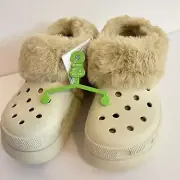 Crocs Furever Crush Color: Bone, Fur Liner SIZE: M8/W10 'Soft Comfort' Lining