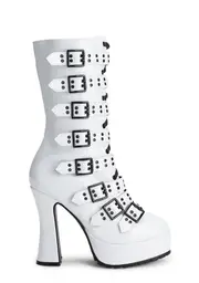 [Ellie Shoes] 557-Melinoe Heeled Boots - White