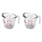 2x Anchor Hocking 250ml/1-Cup Glass Measuring Jug Kitchen Baking Cup Small Clear