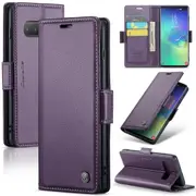 CaseMe Samsung Galaxy S10+ Plus Folio Wallet Case Cover Side Closure G975 [Purple]