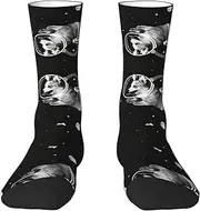 [EdWal] Soft Space Corgi print Moisture Wicking Socks Sports Socks for Men and Women Warm thermal Boot Hiking Socks