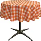 Tccheck51R-Orangek48 Polyester Gingham Checkered Tablecloth, White & Orange - 51
