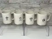 Rae Dunn Ceramic Coffee Tea Cocoa Chai Set, 4 Mugs & Tray