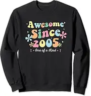 [X.Style] Retro Vintage Awesome Since 2005 18th Birthday Sweatshirt ds1534 Sweater (3XL) Black