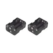 2x Black UM3X6 AA Battery 56.5mm Holder/Storage/Case w/ Snap Terminals
