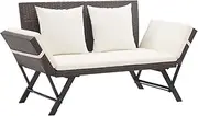 Garden Bench with Cushions 176 cm Brown Poly Rattan, Garden Benches