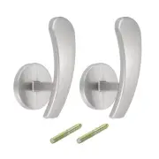 2Pcs Aluminum Alloy Wall Mounted Curtain Holdback Drapery Holder Hook, Silver