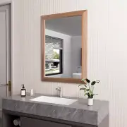 Bathroom Mirror, 22 X30 Inch Wall Mirror, Walnut Wood Grain Metal Framed, Anti-R