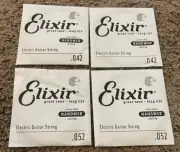 (4) Elixir Electric Guitar Strings, Nanoweb, .052 & .042
