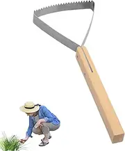Lawn Scraping Tool,Metal Scraper Triangle Grass Weeder | Weeding Hand Tools, Gardening Supplies with Wooden Handle for Garden Yard Lawn Cleaning