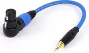 ROBAUN Colorful Right Angle XLR 3Pin Male/Female Plug to 3.5mm 1/8inch Stereo Male Jack Connector for Microphone Speaker 0.3-15M(Blue-F,0.5m)
