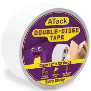 Extra Sticky Clear Double-Sided Tape, Removable, 2-Inch X 20-Yards - Wall Safe H