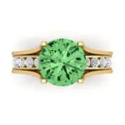 2.89 Round Cut Light Green Ring Band bridal Set Sliding 14k Yellow solid Gold
