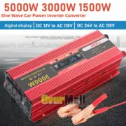 5000W Car Power Inverter Converter DC 12V/24V to AC 110V USB 2 Socket Sine Wave