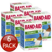 6 x Band-Aid Fabric Strips Adhesive Plaster Gauze Tape Bandage Dressings 50 Pack