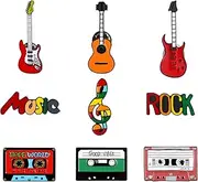 [GFLPO] 9 Pieces Music Enamel Pins Set Music Backpacks Pins Musical Instruments Brooches Guitar Pin Badge Music Tape Lapel Badges Pins Cute Enamel Pin for Backpacks Sweater Hats Bags Jackets Decoration, Alloy Steel, alloy steel