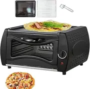 Oven Mini Pizza, 2100W Pizza Chapati Roti Lahmacun Manakish Naan Bread Maker with Bake Tray/Bake Rack/Tray Handle, Adjustable Temperature, Cooks Professional Mini Oven for Takeaway Kitchen Appliance