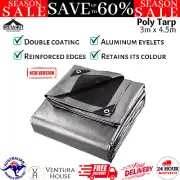 Heavy Duty Tarps Tarpaulin Waterproof Canvas Cover 180gsm 3x4.5m Camp Poly Tarp