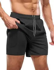 [Aolesy] Men’s 2 in 1 Running Shorts -5''/7'' Quick Dry Workout Gym Shorts with Pockets, Tennis Training Athletic Shorts