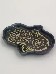 Handmade Purple/Black/Green Hamsa Hand Trinket Tray