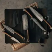 Custom Handmade Damascus Steel Chef Knife Set Kitchen Steak Knives SET camping,