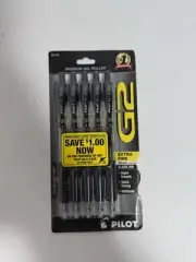 5 pack Pilot G-2 G2 Retractable Gel ROLLER Pens Ultra Fine Point 0.38mm BLACK