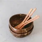 Natural Coconut Bowl Spoon Fork Soup Fruit Salad Container Household Party Au