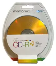 Memorex Music Cool Colors CD-R Discs, 40x 700MB 80 Min, NEW (Unopened)