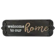 Willow & Silk Wooden 80cm Black 'Welcome To Our Home' Plaque Sign Wall Art/Decor