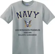 USS BENJAMIN FRANKLIN SSBN-640* SUBMARINE*NAVY EAGLE*SHIRT. OFFICIALLY LICENSED