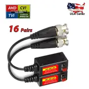 16Pairs Tool Less Press Fit Passive HD Video Balun for HD CCTV Security Cameras
