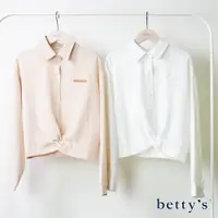 在飛比找蝦皮商城優惠-betty’s貝蒂思(15)素色短版皮飾長袖襯衫(共二色)