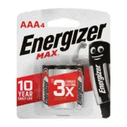 NEW Energizer MAX AAA Batteries 4 Pack By Anaconda