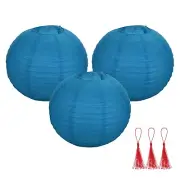 3 Pcs Sapphire Blue Round Paper Lanterns 16 Inch Paper Lantern Party Decorations