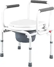 Heavy Duty Toilet Chair Bedside Commode Chair Height Adjustable Shower Toilet Chair with Armrests and Back for Elderly and Disabled, Sealed Toilet, Movable Armrest Load Capacity 330 Lbs