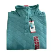 NWT MODERN CANVAS Women's Quilted Snap Pullover In Teal, S